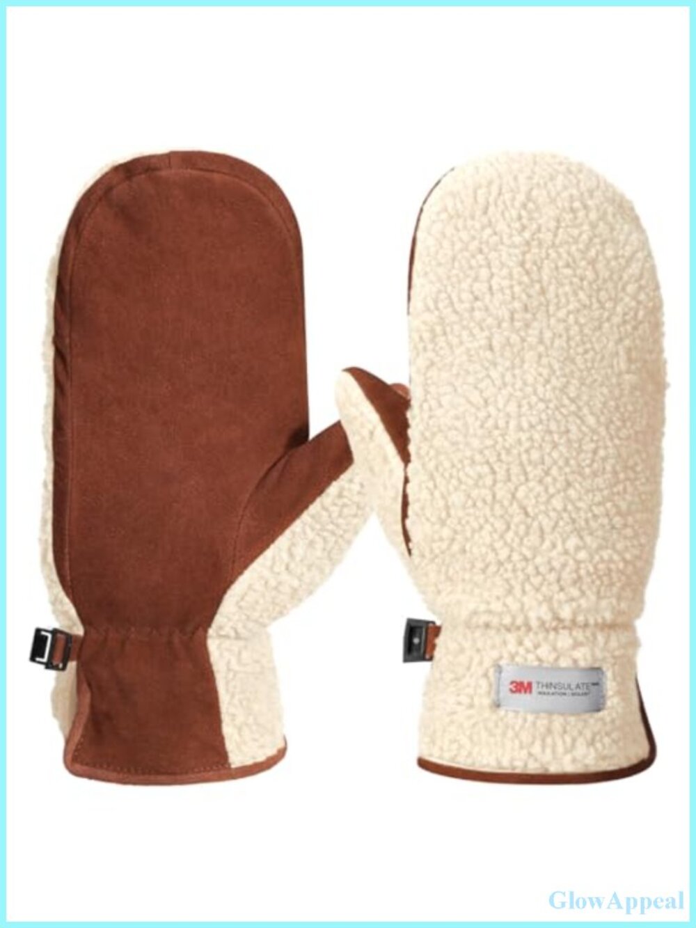 Thermal Lined Suede Sheepskin Winter Mittens with Fur Cuffs & Finger Liners